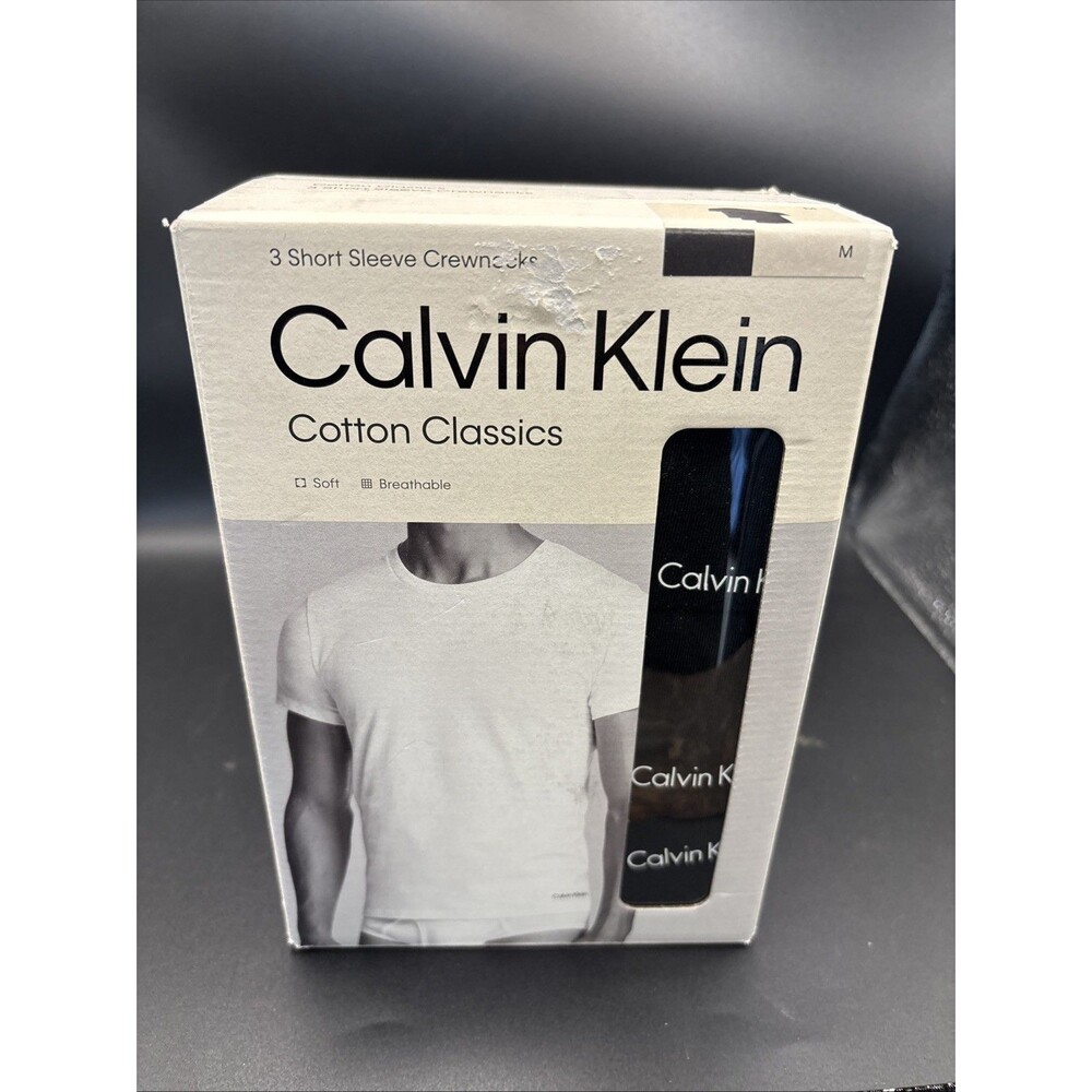NEW 3 CALVIN KLEIN CLASSIC SHORT SLEVES 100% SOFT COTTON CREW NECK Medium BLACK